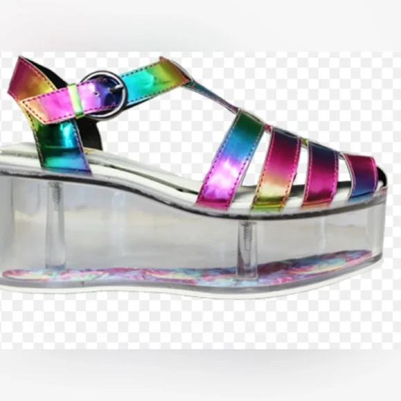 YRU Qloud Chariot Rainbow Platform Sandals - Picture 2 of 13